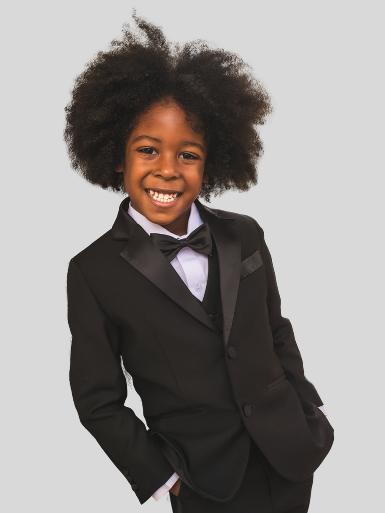 Little Boys Black Tuxedo With Tail – Complete Wedding Outfit Set For Special Events (Size 6, Includes Shirt, Pants, Bow Tie)