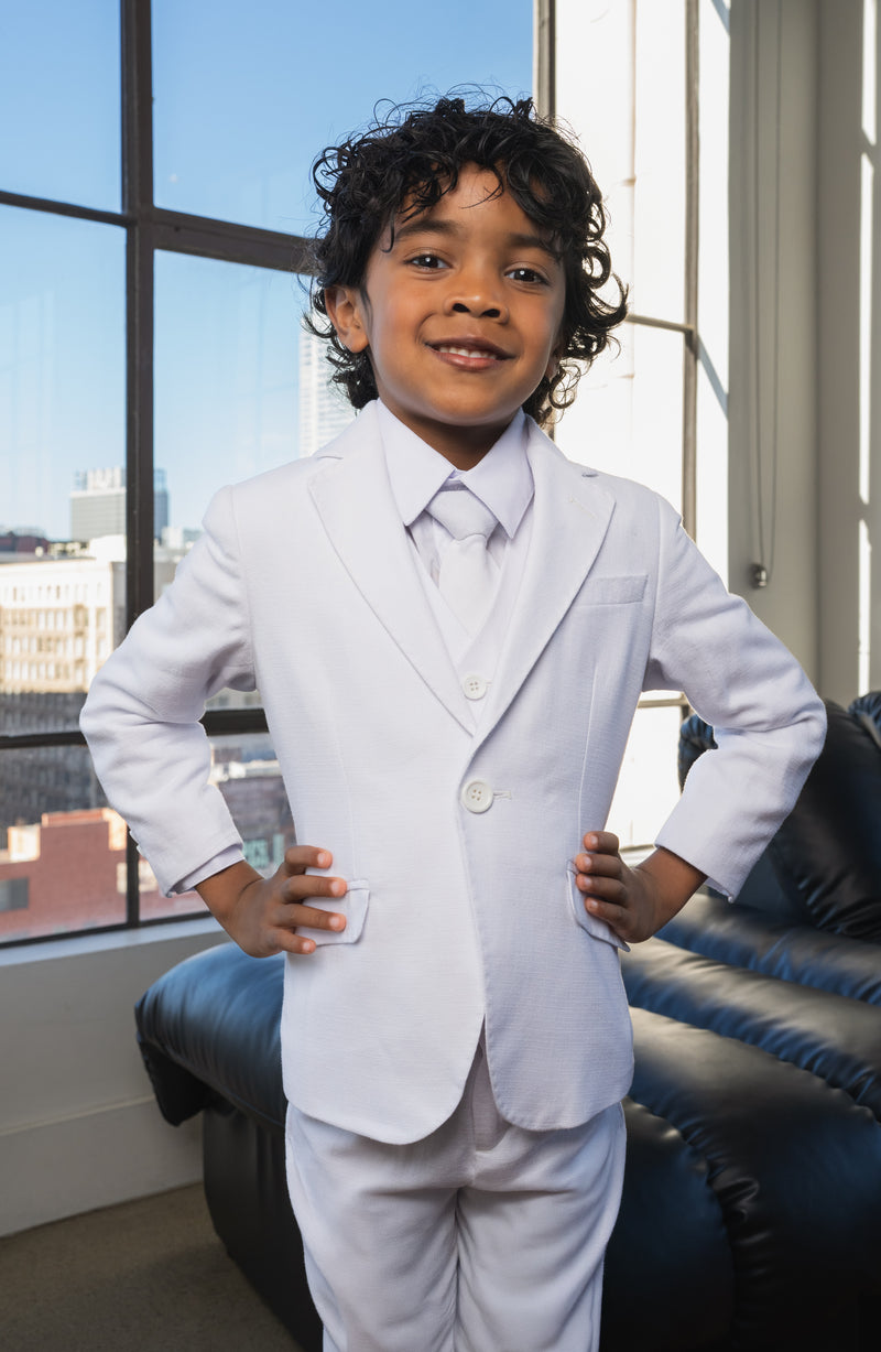 Boys Oasis Safari 5-Piece Slim Fit Suit - White