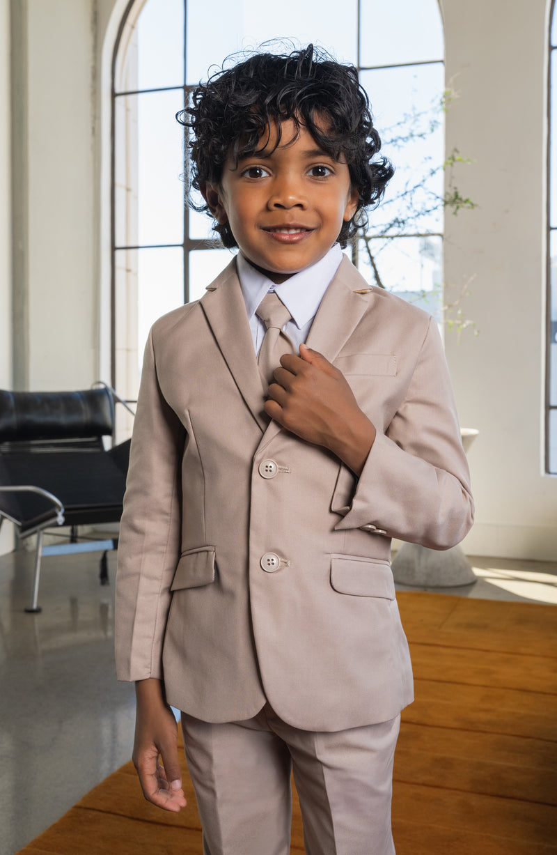 Boys 007 5-Piece Slim Fit Suit - Sand
