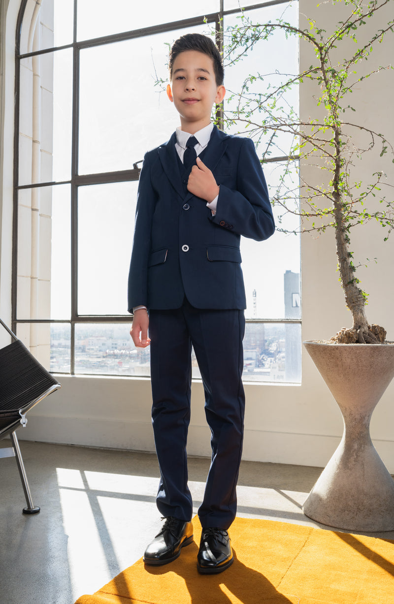 Boys 007 5-Piece Slim Fit Suit - Navy