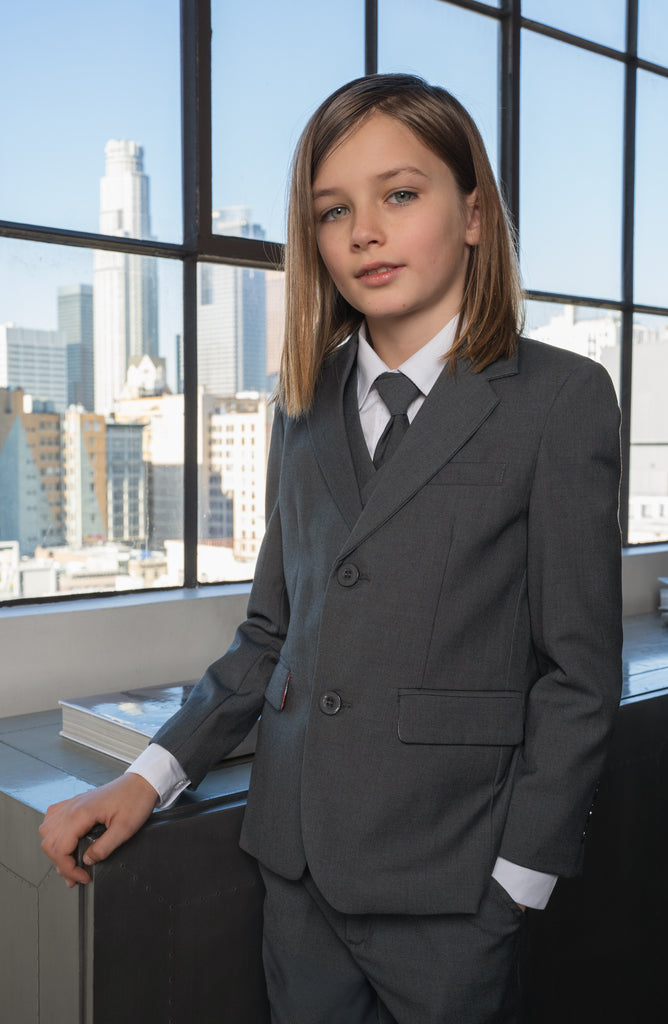 Boys 007 5-Piece Slim Fit Suit - Charcoal