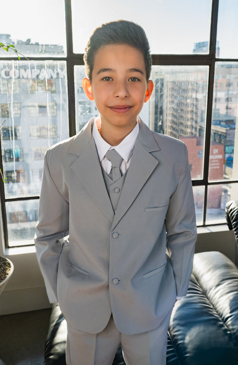 Boys Joey 5-Piece Suit - Light Grey