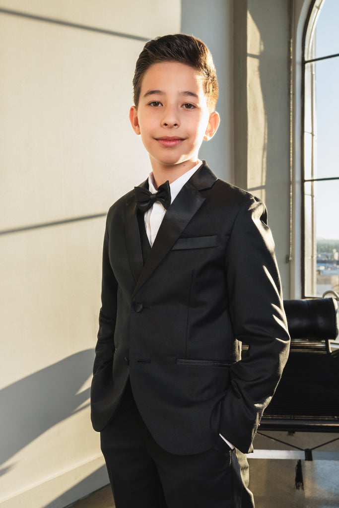 Boys 007 5-Piece Slim Fit Tuxedo - Black