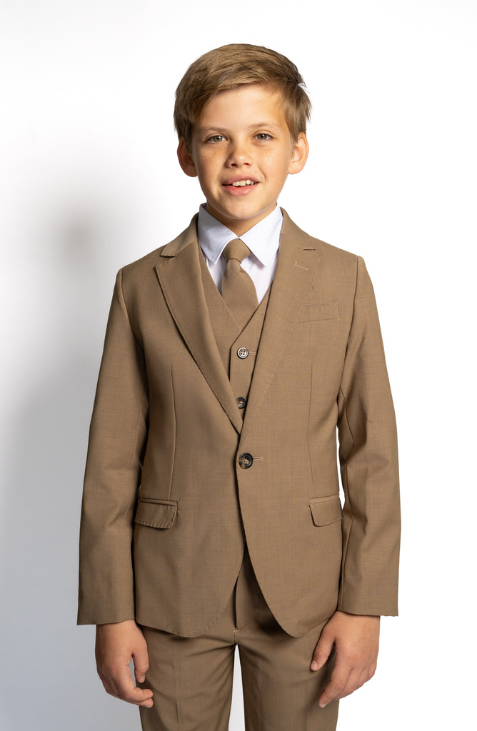 Boys Luxor 5-Piece Slim Fit Suit - Desert Beige – Peanut Butter