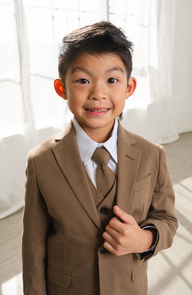 Boys Oasis Safari 5-Piece Slim Fit Suit - Brown