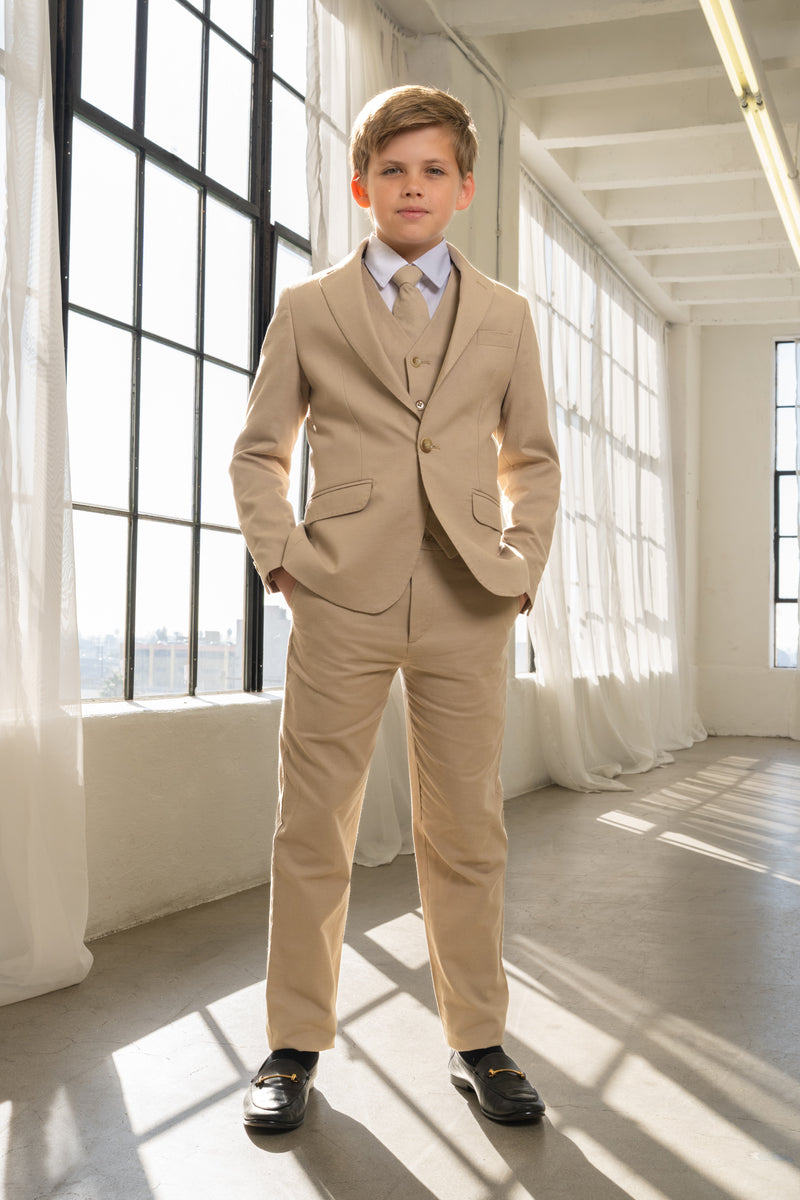 Boys Oasis Safari 5-Piece Slim Fit Suit - Tan