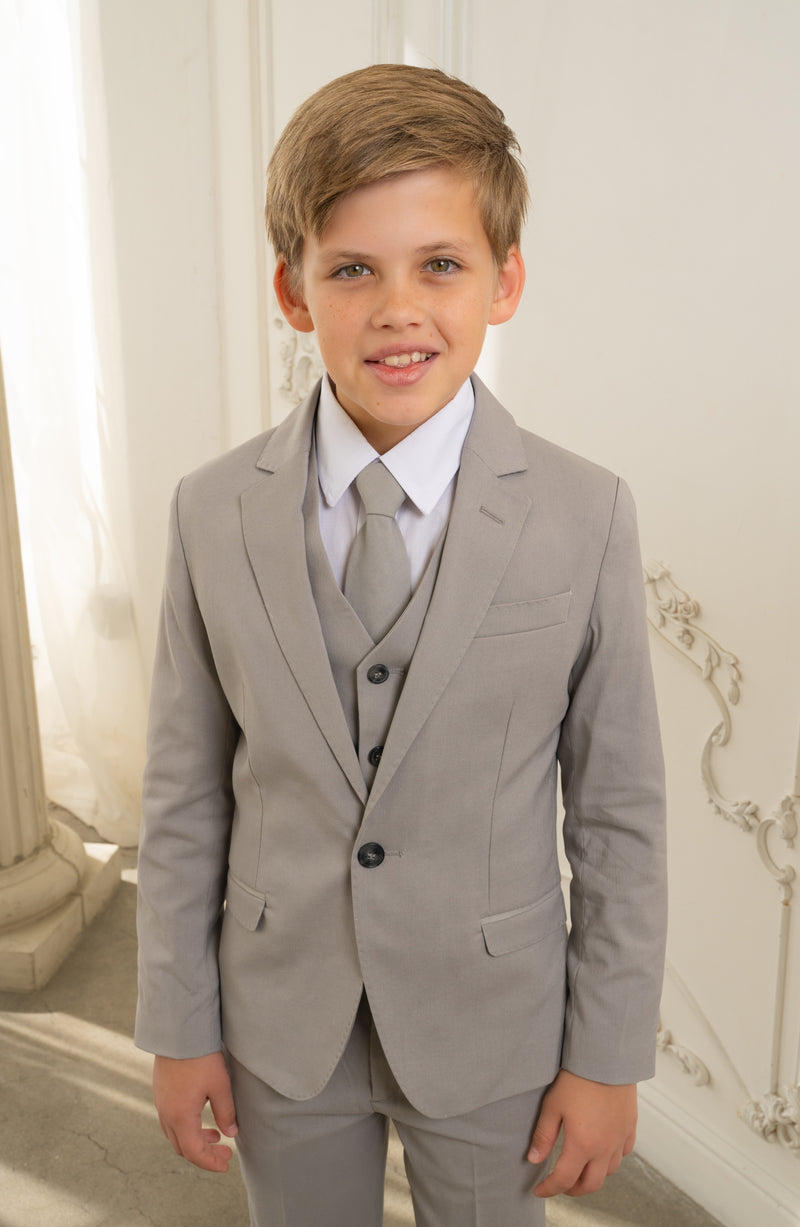 Boys Ramses 5-Piece Slim Fit Suit - Desert Fox Grey