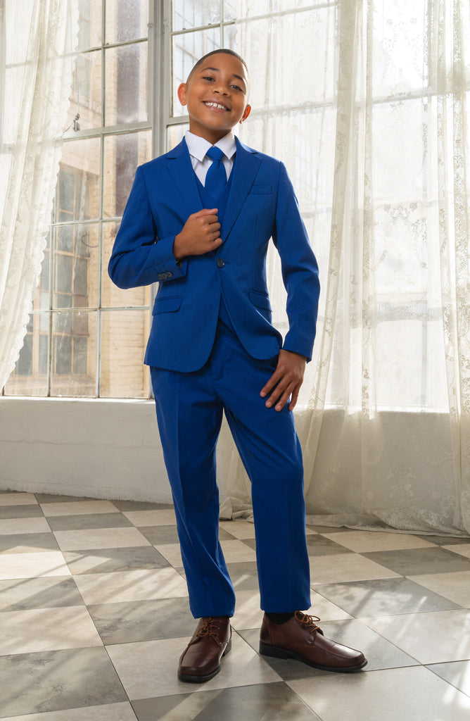 Boys Ramses 5-Piece Slim Fit Suit - Azure Blue