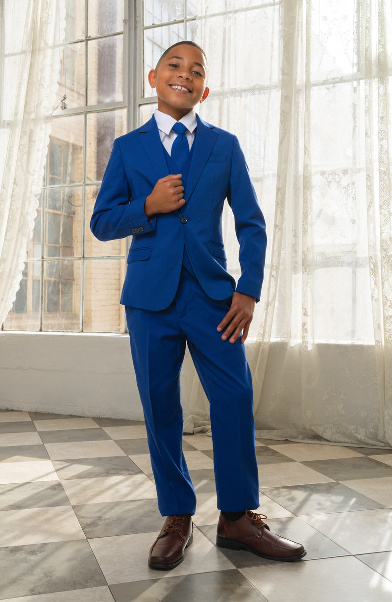 Boys Ramses 5-Piece Slim Fit Suit - Azure Blue