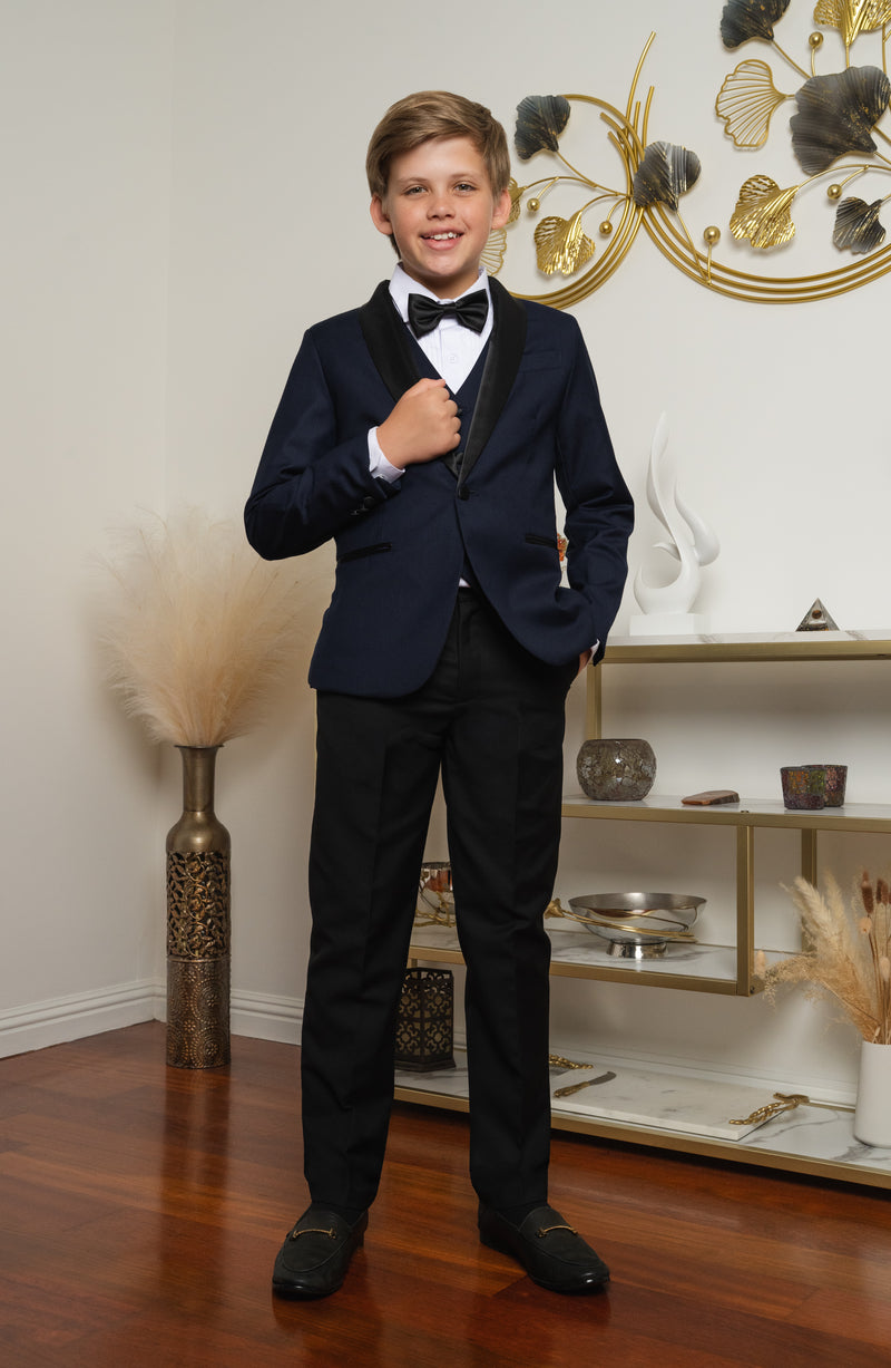 Boys Love & Angels 5-Piece Slim Fit Tuxedo - Navy