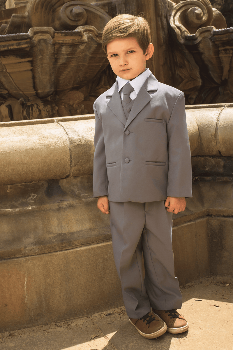 Boys Joey 5-Piece Suit - Charcoal